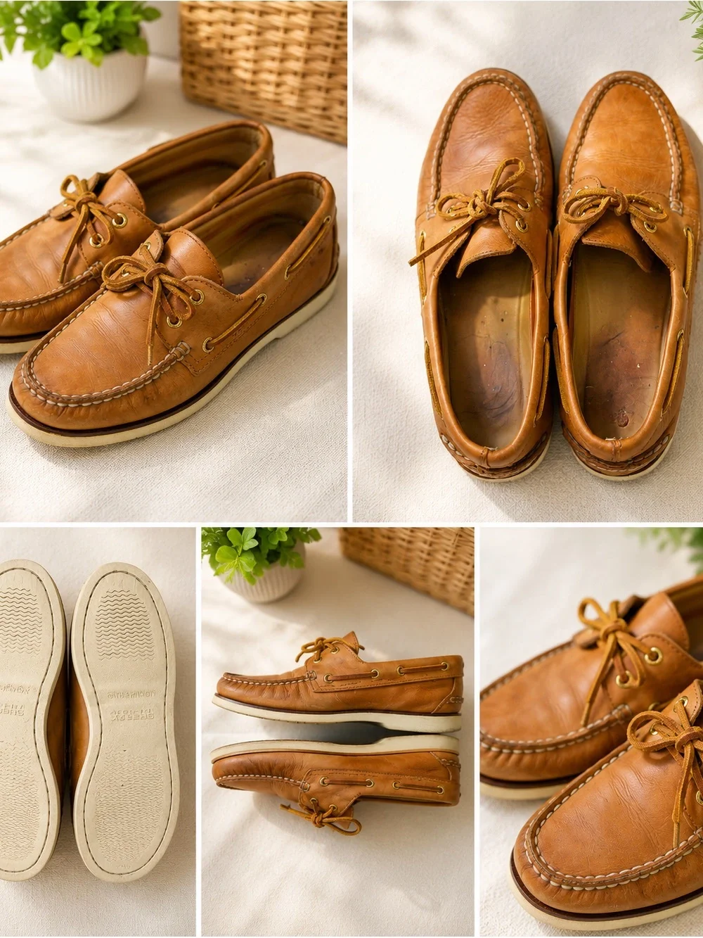 Sperry Men's Leather Boat Shoes in Tan Brown